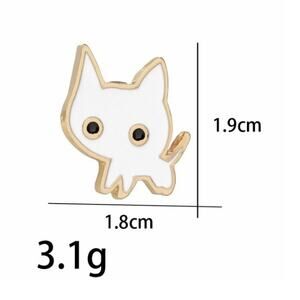 White Cat Pin Brooch
